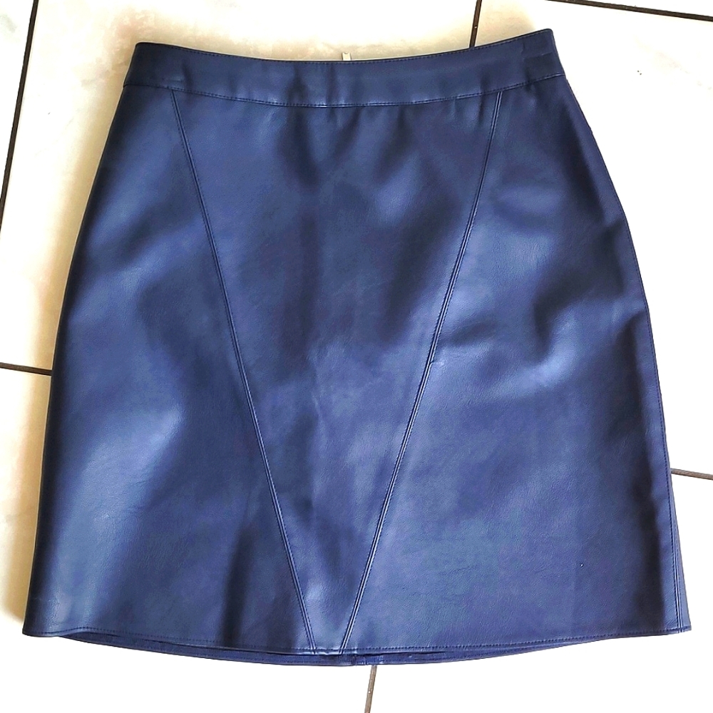 Vegan Leather Mini Skirt | Dark Blue | BNWOT
